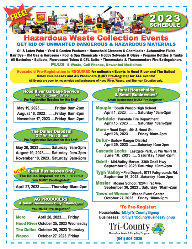 2023 Hazardous Waste Collection Calendar